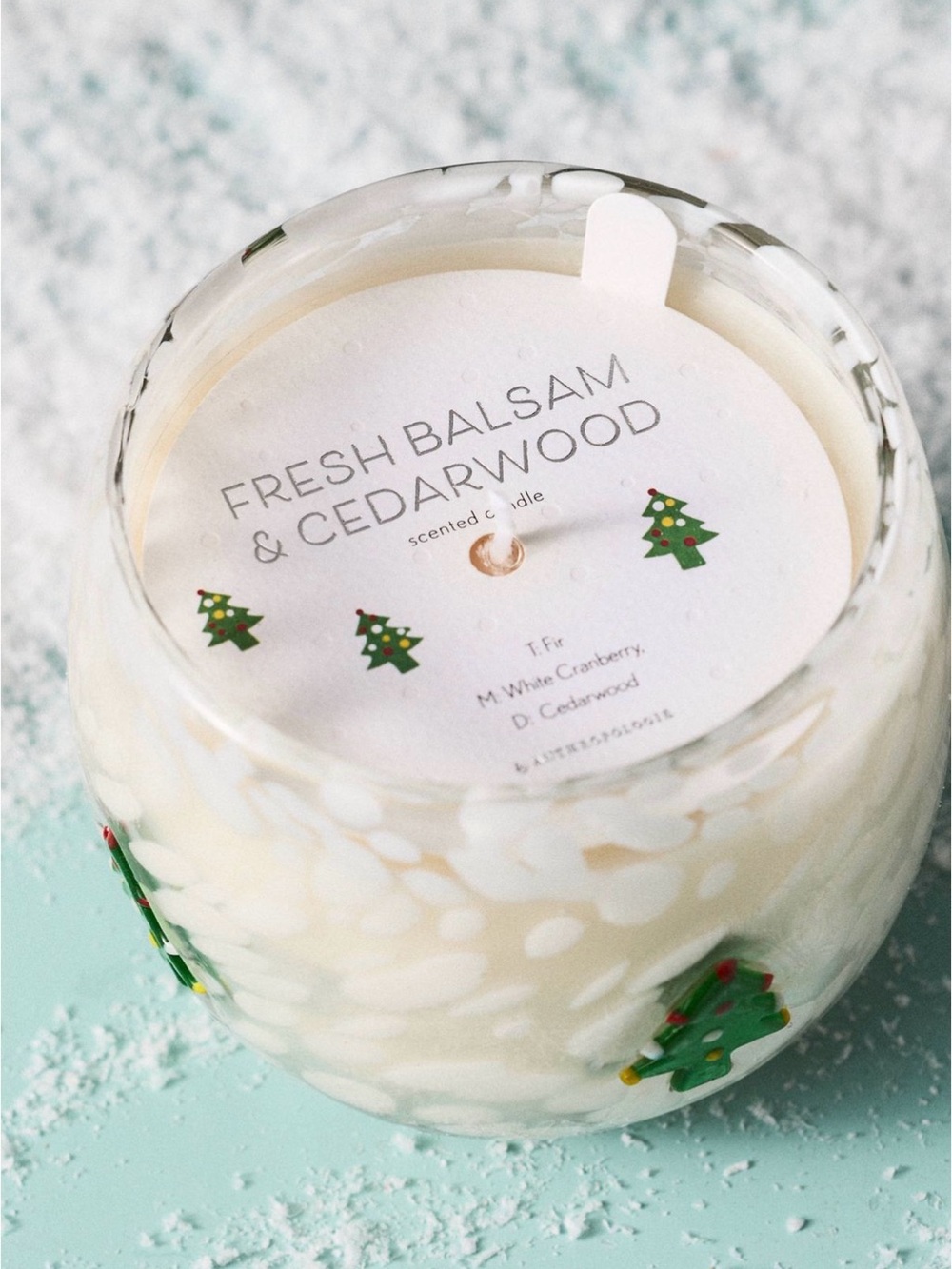 Anthropologie Christmas tree Fresh Balsam & Cedarwood Scented Candle, NEW!